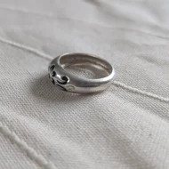Vintage Sterling Silver Floral Enamel Chunky Stacker Ring 925 - Image 6