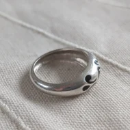 Vintage Sterling Silver Floral Enamel Chunky Stacker Ring 925 - Image 4
