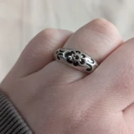 Vintage Sterling Silver Floral Enamel Chunky Stacker Ring 925 - Image 12
