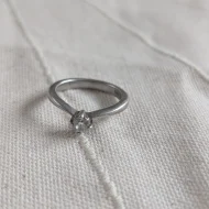 Vintage Sterling Silver CZ Solitaire Stack Ring 925 - Image 6