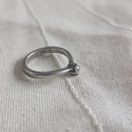 Vintage Sterling Silver CZ Solitaire Stack Ring 925 - Image 5