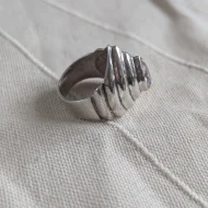 Vintage Sterling Silver Amethyst Statement Ring Chunky Teardrop Pear Cut Bold - Image 9