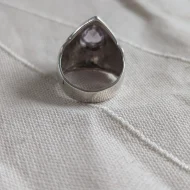 Vintage Sterling Silver Amethyst Statement Ring Chunky Teardrop Pear Cut Bold - Image 8