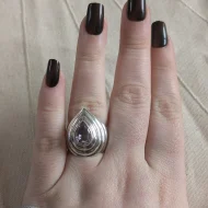 Vintage Sterling Silver Amethyst Statement Ring Chunky Teardrop Pear Cut Bold - Image 5