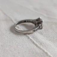 Vintage Sterling Silver Cocktail CZ Trilogy Ring 925 Pave - Image 4