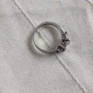 Vintage Sterling Silver Cocktail CZ Trilogy Ring 925 Pave - Image 3