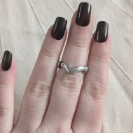 Vintage Sterling Silver Chunky Wishbone Chevron Ring 925 - Image 2