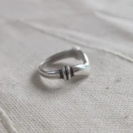 Vintage Sterling Silver Chunky Wishbone Chevron Ring 925 - Image 7