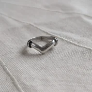 Vintage Sterling Silver Chunky Wishbone Chevron Ring 925 - Image 6