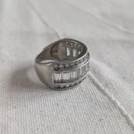 Big Sterling Silver Channel Set CZ Statement Ring 925 Hallmarked - Image 7