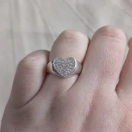 Cute Sterling Silver Pave Chunky Love Heart Stacker Ring 925 - Image 10