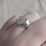 Cute Sterling Silver Pave Chunky Love Heart Stacker Ring 925 - Image 9