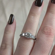 Vintage Sterling Silver Cocktail CZ Trilogy Ring 925 Pave - Image 10