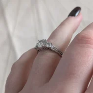 Vintage Sterling Silver Cocktail CZ Trilogy Ring 925 Pave - Image 9