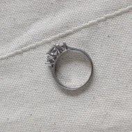 Vintage Sterling Silver Cocktail CZ Trilogy Ring 925 Pave - Image 8