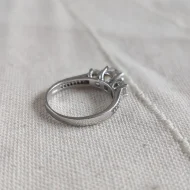 Vintage Sterling Silver Cocktail CZ Trilogy Ring 925 Pave - Image 7