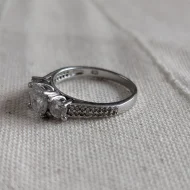 Vintage Sterling Silver Cocktail CZ Trilogy Ring 925 Pave - Image 5