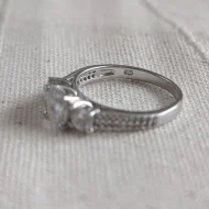 Vintage Sterling Silver Cocktail CZ Trilogy Ring 925 Pave - Image 4