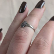 Vintage Sterling Silver Engraved Round Signet Ring Pinky Stacker 925 - Image 4