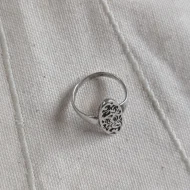 Vintage Sterling Silver Large Oval Statement Ring Pierced Floral - Image 8