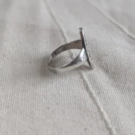 Vintage Sterling Silver Large Oval Statement Ring Pierced Floral - Image 6