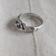 Sterling Silver Amethyst Feather Ring Boho 925 Stacker - Image 6