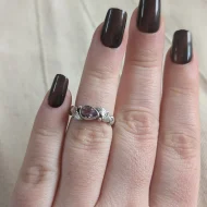 Sterling Silver Amethyst Feather Ring Boho 925 Stacker - Image 5
