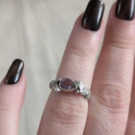 Sterling Silver Amethyst Feather Ring Boho 925 Stacker - Image 4