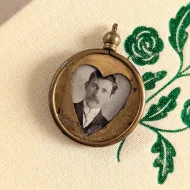 Antique Gilt Round Love Heart Locket Pendant