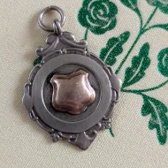 Antique Sterling Silver and Rose Gold Accent Medal Fob