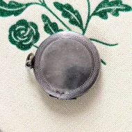 Vintage Silver Round Circle Locket Double Photo Engine Turned