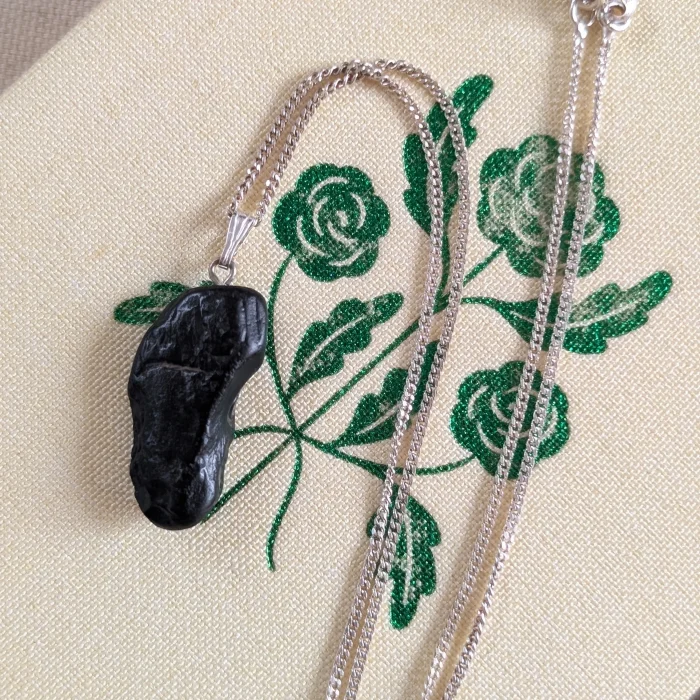 Sterling Silver Jet Pendant Necklace