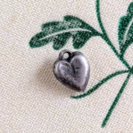 Antique Victorian Sterling Silver Tiny Love Heart Charm Pendant Hallmarked 1890s