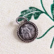 Tiny Vintage Silver St Christopher Charm Pendant