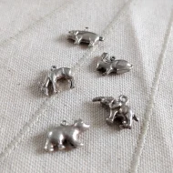 Vintage Silver Animal Charm Bundle Rabbit Elephant Pig - Image 3