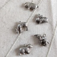 Vintage Silver Animal Charm Bundle Rabbit Elephant Pig - Image 5