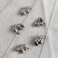 Vintage Silver Animal Charm Bundle Rabbit Elephant Pig - Image 6