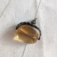 Antique Orange Glass Spinning Fob Pendant Charm - Image 2