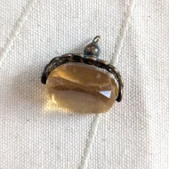 Antique Orange Glass Spinning Fob Pendant Charm - Image 4