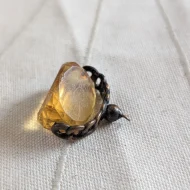 Antique Orange Glass Spinning Fob Pendant Charm - Image 6