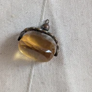 Antique Orange Glass Spinning Fob Pendant Charm - Image 7