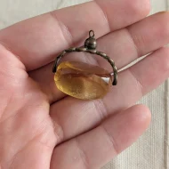 Antique Orange Glass Spinning Fob Pendant Charm - Image 8