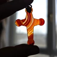 Antique Silver Banded Agate Cross Pendant Scottish - Image 2