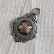 Antique Sterling Silver and Rose Gold Accent Medal Fob - Image 2