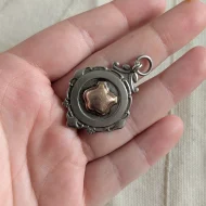 Antique Sterling Silver and Rose Gold Accent Medal Fob - Image 7