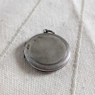Vintage Silver Round Circle Locket Double Photo Engine Turned - Image 6