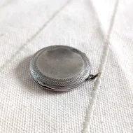 Vintage Silver Round Circle Locket Double Photo Engine Turned - Image 7