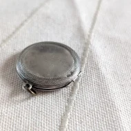 Vintage Silver Round Circle Locket Double Photo Engine Turned - Image 8