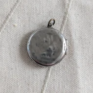Vintage Silver Round Circle Locket Double Photo Engine Turned - Image 9