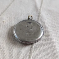 Vintage Silver Round Circle Locket Double Photo Engine Turned - Image 4